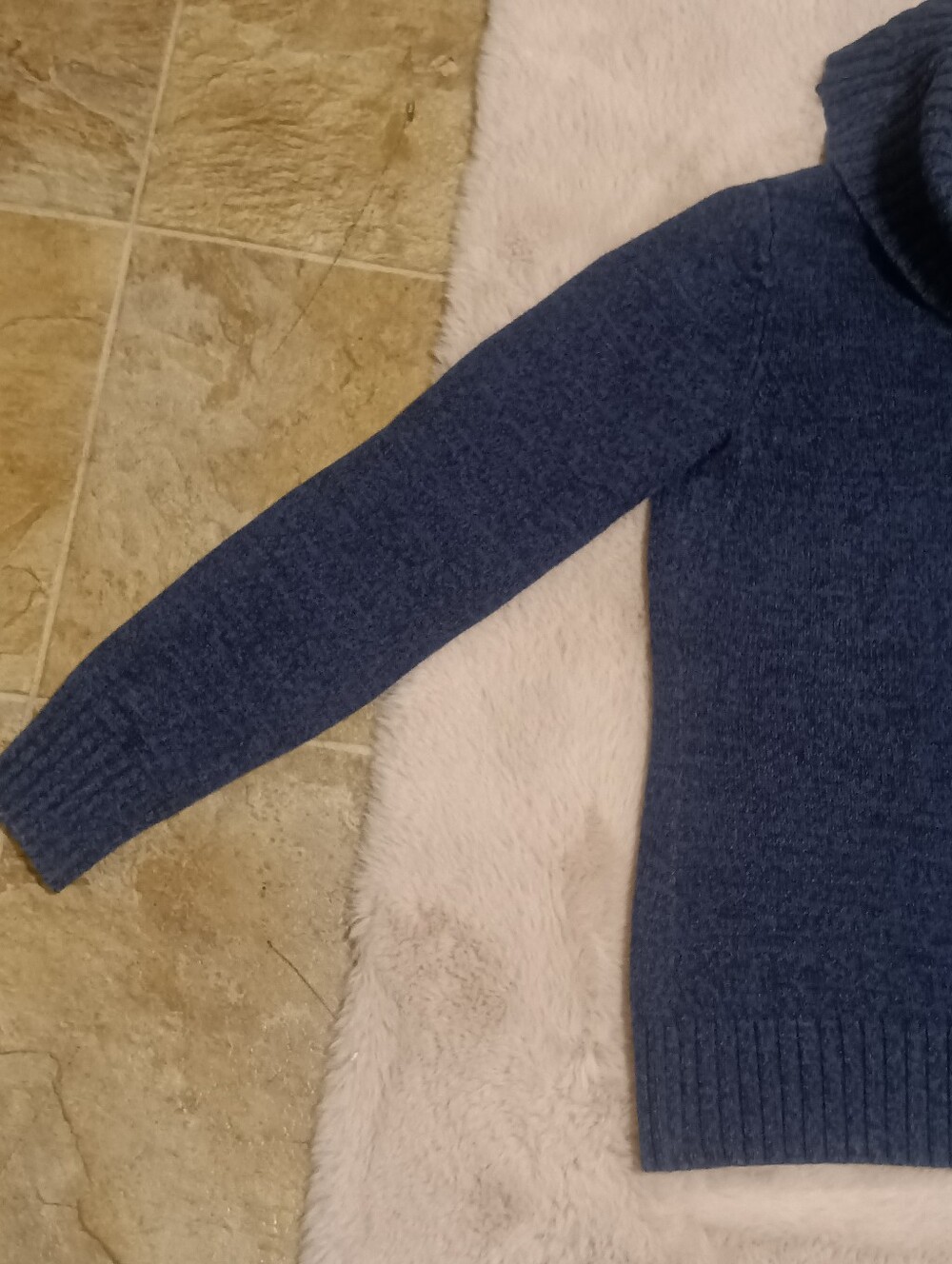 LRL Ralph Lauren Navy Blue Cowl Neck Knit Sweater Medium - Picture 4 of 5